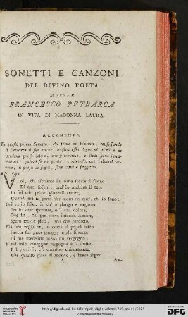 Sonetti e canzoni del divino poeta messer Francesco Petrarca