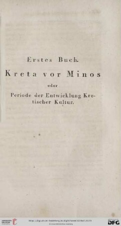 Erstes Buch: Kreta vor Minos oder Peride der Entwicklung Kretischer Kultur