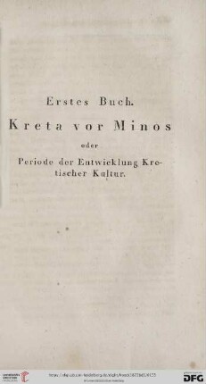 Erstes Buch: Kreta vor Minos oder Peride der Entwicklung Kretischer Kultur