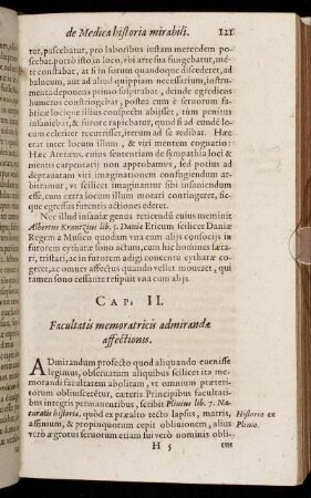 Cap. II. Facultatis memoratricis admiranda affectionis.