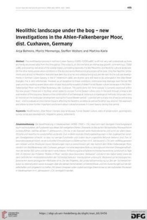 Neolithic landscape under the bog – new investigations in the Ahlen-Falkenberger Moor, dist. Cuxhaven, Germany