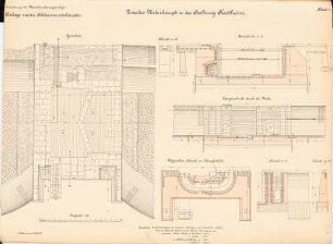 Mainkanalisierung. Floßhafen, Kostheim: 2. Schleusenunterhaupt: Grundriss, Schnitte 1:100