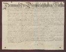 Verkaufsbrief des Joh. Jakob Häuser, Schuhmacher zu Ettlingen, gegen die Markgräfin Franziska Sibylla Augusta von Baden-Baden über eine Scheuer mit Platz und Überbau ohnweit dem herrschaftlichen Schloss um 269 f. 38 cr