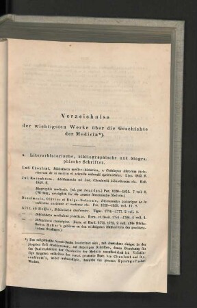 Verzeichniss der wichtigsten Werke über die Geschichte der Medicin*).