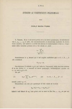 Intorno ai coefficienti polinomiali.