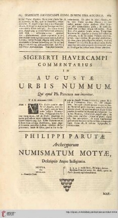 Philippi Parutae Archetyporum numismatum Motyae