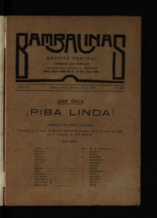 ¡Piba linda! : comedia en tres cuadros