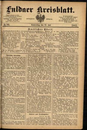 Ausgabe vom Donnerstag, den 23. Juli 1885.