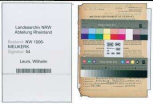 Entnazifizierung Wilhelm Leurs , geb. 29.06.1900 (Tierarzt)