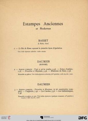 Estampes anciennes et modernes (Nr.1-14)