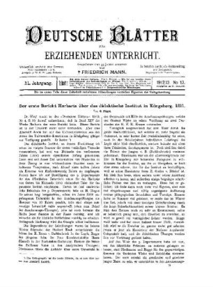 Der erste Bericht Herbarts über das didaktische Institut in Königsberg. 1811