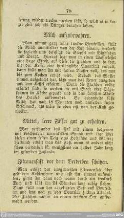 Milch aufzubewahren