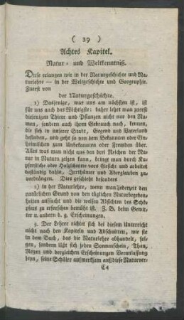 Achtes Kapitel. Natur- und Weltkenntniß