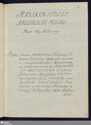 Nayiasnieyszy Krolewjczu Polski