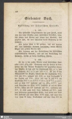 Siebentes Buch. Auflösung der sphärischen Dreiecke