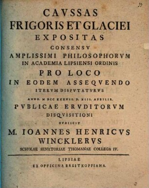 Cavssas Frigoris Et Glaciei Expositas