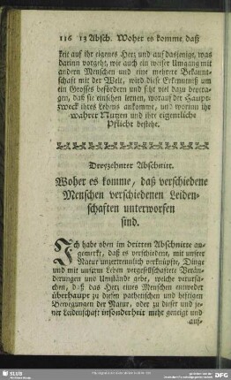 Dreyzehnter Abschnitt. Woher es komme, daß verschiedene Menschen verschiedenen Leidenschaften unterworfen sind