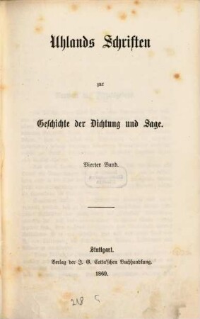 Uhlands Schriften zur Geschichte der Dichtung und Sage, 4