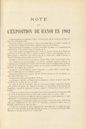 Note sur l'exposition de Hanoi en 1902