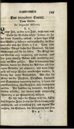 Das dreyzehnte Capitel. Vom Solde. De Stipendio Militari.