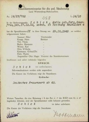 Schick, Maria, geb. Karg