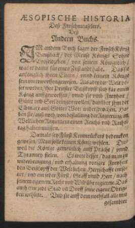 Aesopische Historia Deß Froschmeuselers. Deß Andern Buchs.
