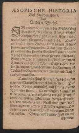 Aesopische Historia Deß Froschmeuselers. Deß Andern Buchs.