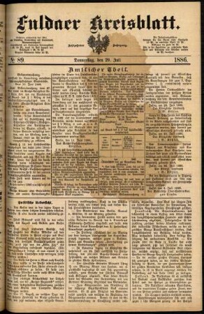 Ausgabe vom Donnerstag, den 29. Juli 1886.