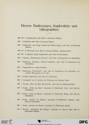 Diverse Radierungen, Kupferstiche und Lithographien (Nr. 420-473)