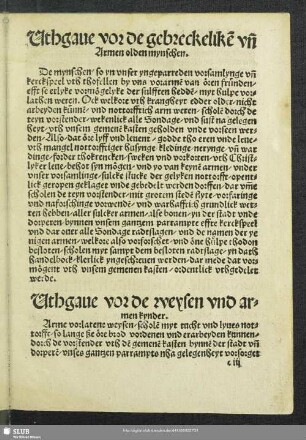 Uthgave vor de weysen und armen kynder
