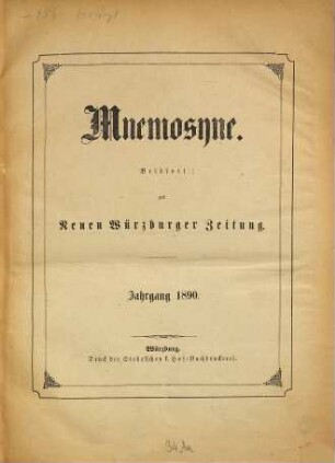 Mnemosyne. 1890