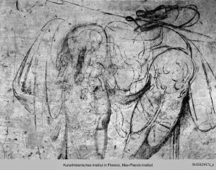 Wandzeichnungen an der Südwand: Figurenstudien : Beine einer sitzenden männlichen Figur (Studie für 'Guliano Herzog von Nemours')