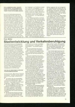 Stadtentwicklung und Verkehrsberuhigung