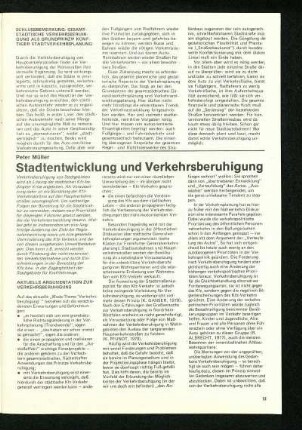 Stadtentwicklung und Verkehrsberuhigung