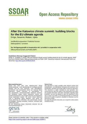 After the Katowice climate summit: building blocks for the EU climate agenda