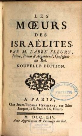 Les moeurs des Israélites