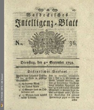 No. 36. Dienstag, den 4ten September 1792