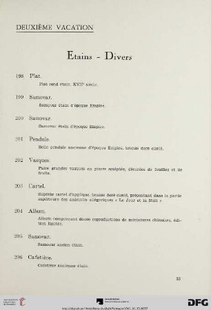 Etains – Divers (Nr. 198-218)