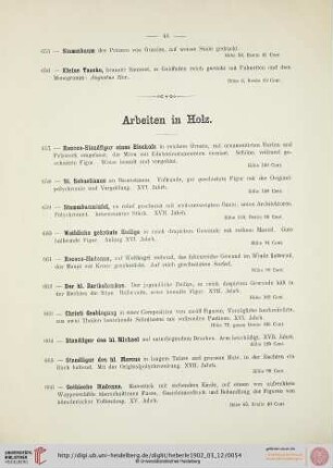 Arbeiten in Holz (Nr. 657-698)