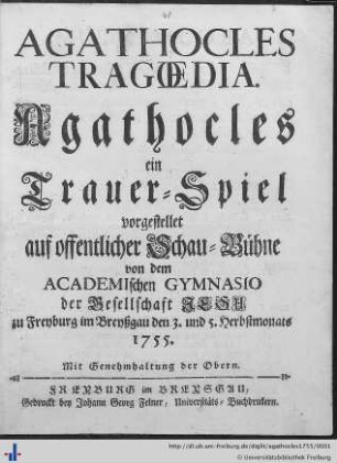 Agathocles Tragoedia