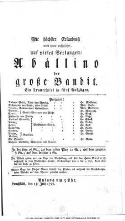 Abällino der große Bandit
