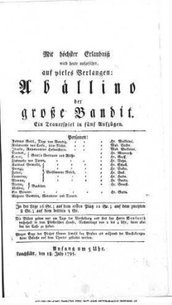 Abällino der große Bandit