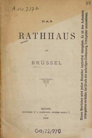 Das Rathhaus zu Brüssel