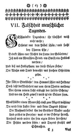VII. Falschheit menschlicher Tugenden.