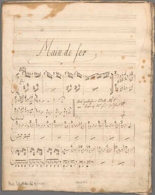 "La Main de fer ou un marriage secret - Arr; V, pf". - BSB Mus.Schott.Ha 6640-16