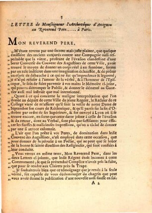 Lettre d'un Jésuite de Paris à un prélat, au sujet d'une calomnie atroce publiée par le Gazetier Janseniste contre le P. Marion, Jésuite de la province de Lyon