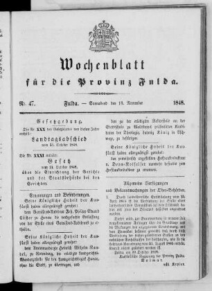 Nr. 47, Ausgabe vom 18. November 1848