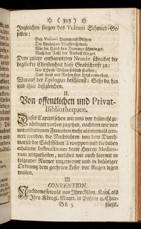 II. Von offentlichen und Privat-Bibliothequen.
