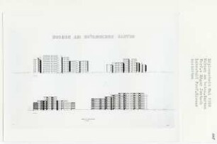 Wohnen am Botanischen Garten, Berlin-Lichterfelde (Diplomarbeit bei Willy Kreuer): Wildenowstraße, Ansichten von Nordosten und Südwesten 1:200