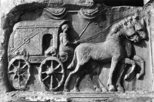 Römischer Reisewagen : Römischer Reisewagen. Marmor (201/400). Maria Saal, Propsteipfarr- und Wallfahrtskirche Mariä Himmelfahrt